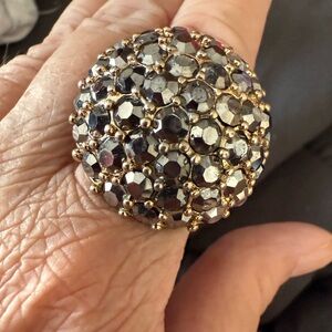 Elegant Black and Gold Statement Stretch Ring